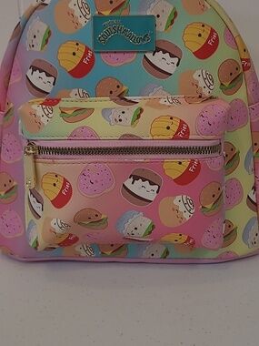 Squishmallows Multi Color Burger, Fries, Donuts, Foodie Mini Kid's Backpack